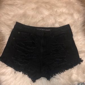 American Eagle Black Jean Shorts Hi Rise